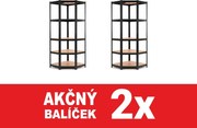 Akcia 2x Regál 180x90x40 cm rohový lakovaný 5-polícový, nosnosť 875 kg - čierny - 2ks