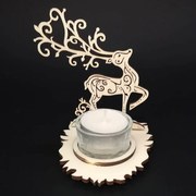 AMADEA Drevený svietnik jeleň, výška 10 cm