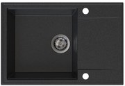 Sink Quality Sink55, kuchynský granitový drez 680x460x215 mm + grafitový sifón, grafitová, SKQ-SINK.G.1KDO.XB