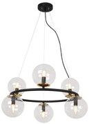 Závesné svietidlo Paris, 6x číre sklenené tienidlo, B/G, O