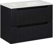 Comad Kúpeľňová skrinka s keramickým umývadlom Nova Black 80 cm - čierna matná