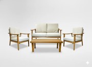 Garden Line SÚPRAVA HLINÍKOVÉHO NÁBYTKU „TIRANA“ (SOFA + 2 KRESLÁ + STÔL) BEŽOVÁ + BEŽOVÉ VANKÚŠE *9538