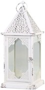 Krémová antik kovová lampáš so zdobením French - 18*18*43 cm