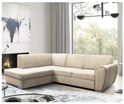 Rozkladacia rohová sedacia súprava do tvaru L s úložným priestorom SERPA, ľavá, béžová