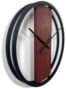 Dekorstudio Kovové hodiny s dubovým drevom LOFT OVAL mahagónové