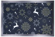 Mercury Flooring, Rohožka vianočná Snehové vločky so sobmi, 40x60, viacfarebná