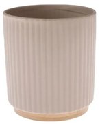 Keramický obal na kvetináč s bambusovým podstavcom, 12 x 12 x 13 cm
