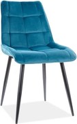 SI Elegantná zamatová stolička tyrkysová
