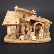 AMADEA Drevený skladací betlehem sépiový 3D 6 cm