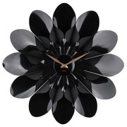 Čierne nástenné hodiny Karlsson Flower, ø 60 cm