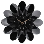 Čierne nástenné hodiny Karlsson Flower, ø 60 cm