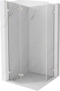 Mexen Lunar, päťuholníkový sprchový kút naklápací doľava 80 x 80 cm, 8mm číre sklo, oceľový profil, 831-080L-080P-97-00-L
