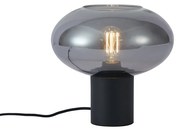 Dizajnová stolná lampa čierna s dymovým sklom - Umbrella