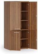 Kancelárska policová skriňa PRIMO WOOD, polené dvere, 800 x 500 x 1781 mm, orech