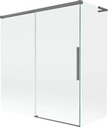 Mexen Rox, L posuvná 2-krídlová vaňová zástena 150 + 70 x 150 cm, 8mm číre sklo, grafitový profil, 8C9L-150-070-95-00