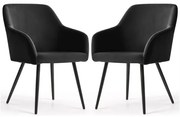 Sada dvoch jedálenských stoličiek ESTELLE zamatové, čierne / čierne nohy (2 ks)