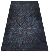 Koberec protišmykový ANDRE 1058 Ornament, vintage - čierny / modrý