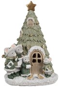 Vianočná dekorácia svietiaci stromček s myškami - 12*11*17 cm