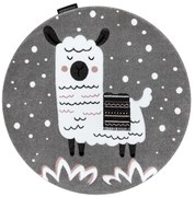 Detský kusový koberec Petit Lama grey kruh, 140x140 (priemer) kruh, šedá, detská izba, Dywany Łuszczów