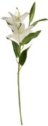 Umelá kvetina Ľalia veľkokvetá biela, dva kvety a púčik, v. 84 cm