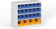 Regál s plastovými boxmi BASIC so zadnou stenou - 800 x 400 x 920 mm, 18x B, 4x C
