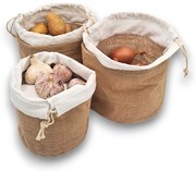 Zeller Present Súprava 3 jutových vrecúšok so sťahovacou šnúrkou na zemiaky, cibuľu a cesnak