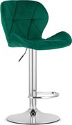 Barová stolička WEST  zamatová zelená / chrómová podnož