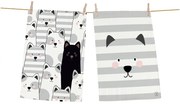 Set 2 kusov utierok z bavlny Butter Kings Black Cat, 70 x 50 cm