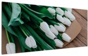 Obraz kytice bielych tulipánov (120x50 cm)