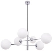 Závesné svietidlo Florence, 6x biele sklenené tienidlo, ch, n
