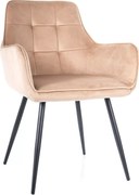 SI Citrónová zamatová stolička béžová