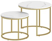 Dvojdielny kávový stolík Bugi mramor, zlaté nohy