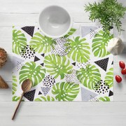 Biante Bavlnené prestieranie na stôl Sandra SA-175 Zelené listy Monstera 30x40 cm