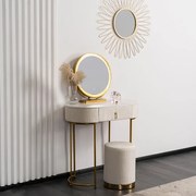 Toaletný stolík so zrkadlom a taburetom Amiens béžová/zlatá 79cm