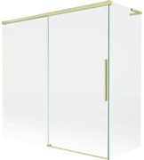 Mexen Rox, L posuvná 2-krídlová vaňová zástena 160 + 80 x 150 cm, 8mm číre sklo, zlatý matný profil, 8C9L-160-080-55-00
