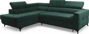 Rohová sedačka Nardo L s rozkladom ľavostranná - zelený zamat Bluvel 78