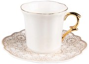 Biela porcelánová šálka so vzorovanou tanierikom Cuppie - Ø 12*7 / 95 ml