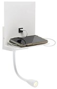 Moderná nástenná lampa biela s USB a flexibilným ramenom - Flero