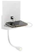Moderná nástenná lampa biela s USB a flexibilným ramenom - Flero