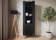 Vitrína Malmi 60 cm - čierny mat / zlatá