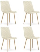 Set štyroch jedálenských stoličiek TURIN zamatové, svetlobéžové / hnedé nohy (4 ks)