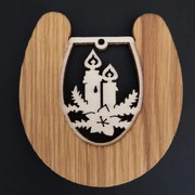 AMADEA Drevená ozdoba z masívu s vkladom - podkova so sviečkami 8 cm