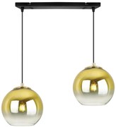 Závesné svietidlo Bergen Gold, 2x zlaté/transparentné sklenené tienidlo (fi 15cm)