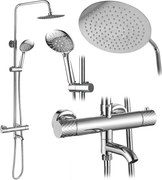 Rea Lungo Diamond, sprchová/vaňová sada s termostatickou batériou, hlavovou a ručnou sprchovou hlavicou, chrómová, REA-P5961