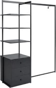 Stojan na oblečenie s regálom ARDEO 150x180 cm, čierny
