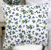 Mušelínová obliečka na vankúš 40x40 cm – čučoriedkový vzor, dvojvrstvový 100 % bavlnený mušelín