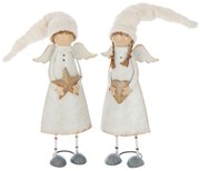 2ks biela antik dekorácia anjelikov s hviezdou a srdcom L - 12*8*42 cm