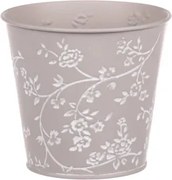 Obal na kvetináč šedý s bielymi ružami, 14 cm%
