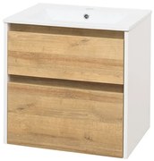 Mereo Mereo, Opto, kúpeľňová skrinka s keramickým umývadlom 61 cm, biela, dub, biela/dub, čierna, MER-CN930