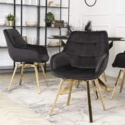 Dizajnová otočná jedálenská stolička Novara čierna velúr